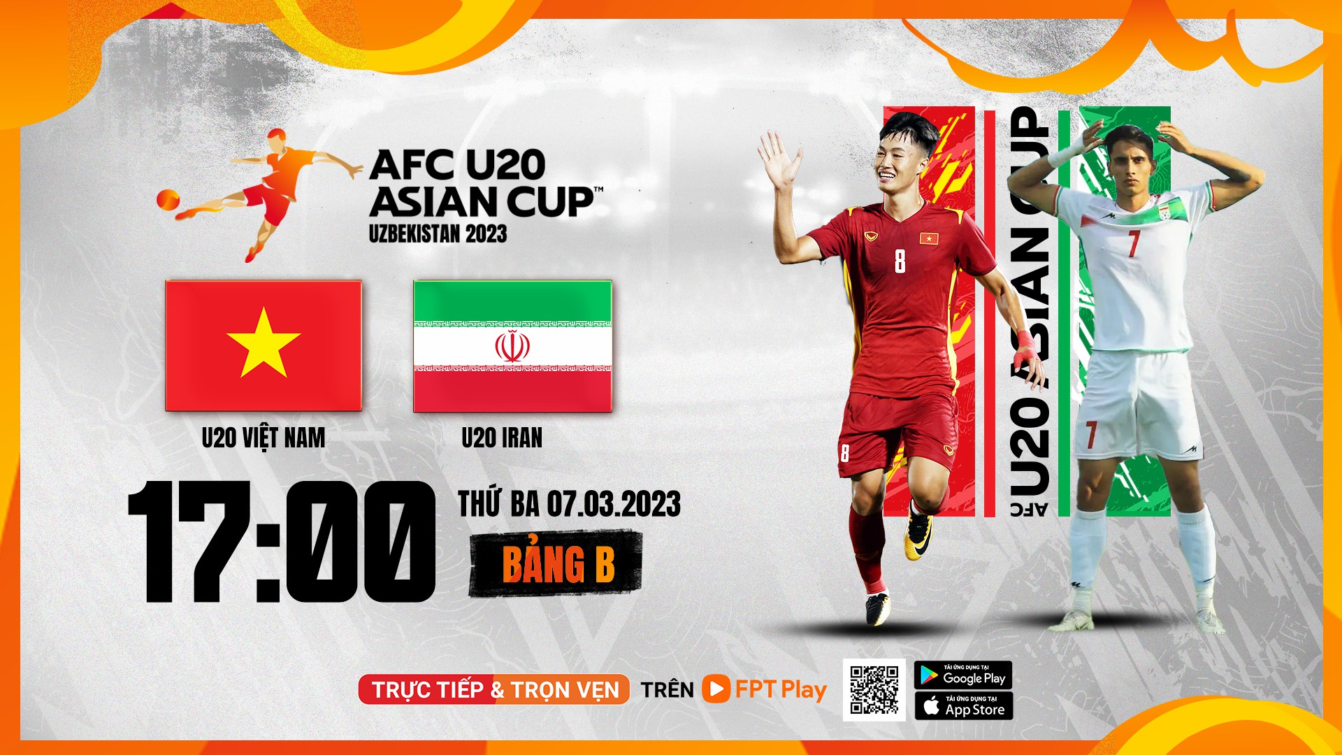 U20 Việt Nam, U20 Iran, fpt play